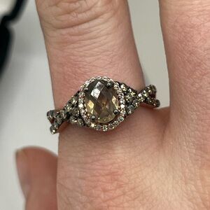 LeVian 14K Strawberry Rose Gold Smoky Quartz and Chocolate Vanilla Diamonds Ring
